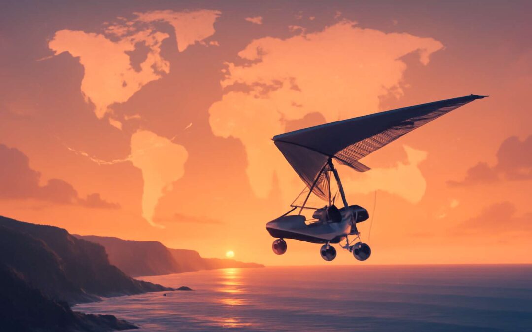 Epic journey: microlight flight around the world from sunrise to sunset.
