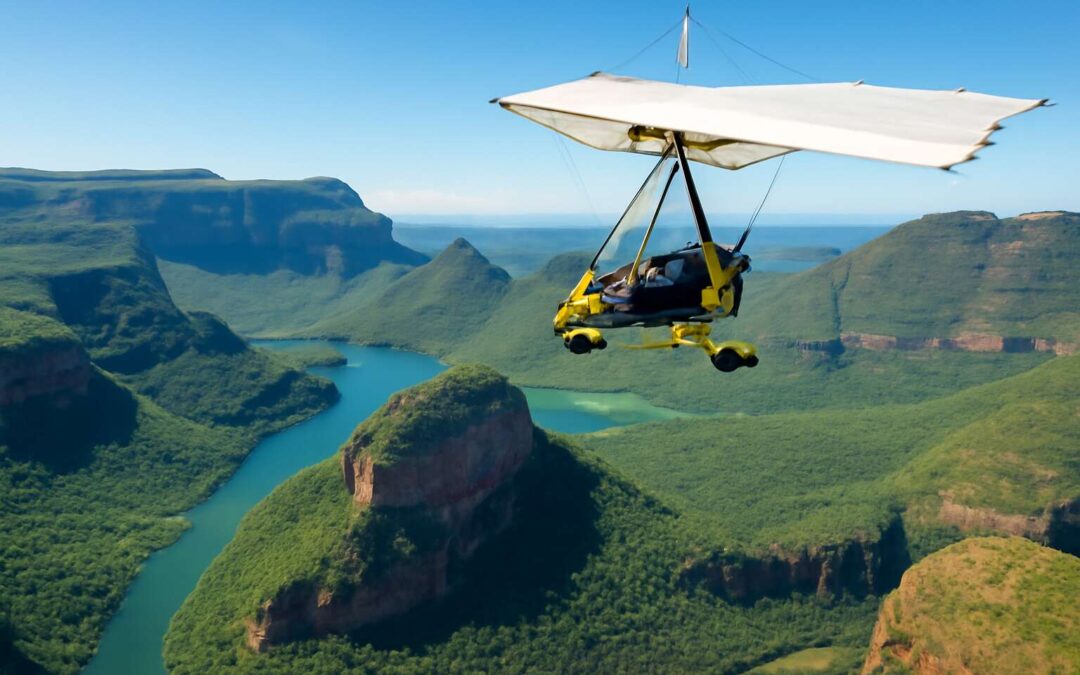Soar over dramatic cliffs with microlight flight blyde river canyon for unforgettable views.